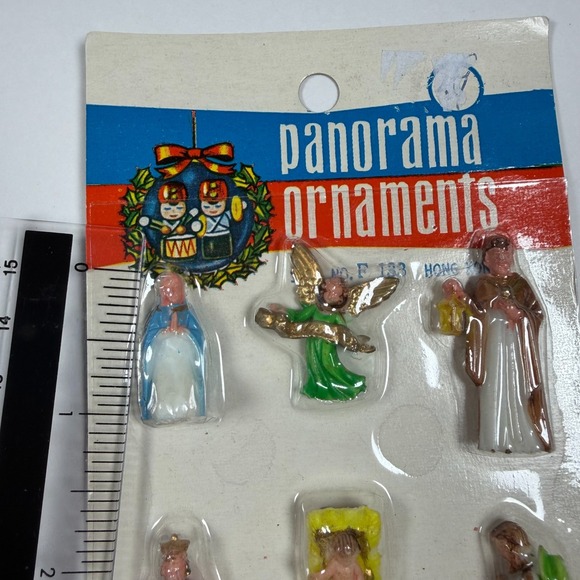 Panorama Ornaments Nativity Figures Jesus Mary Joseph Mini Figures Hong Kong VTG - Picture 5 of 8
